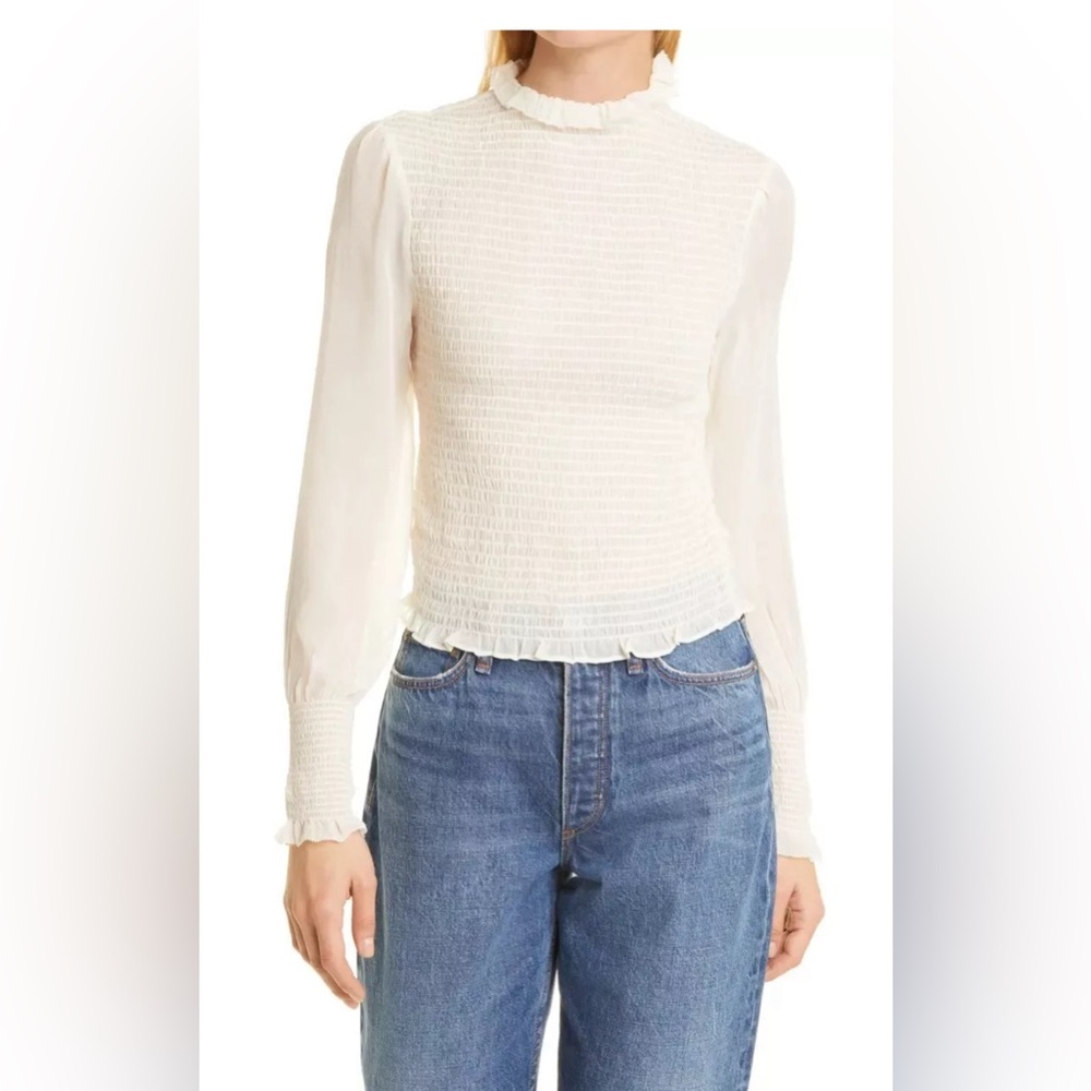 Rag & Bone Kayden Smocked Ruffled Blouse - Picture 2 of 7